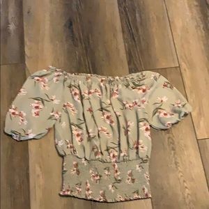 ruffled floral strapless top